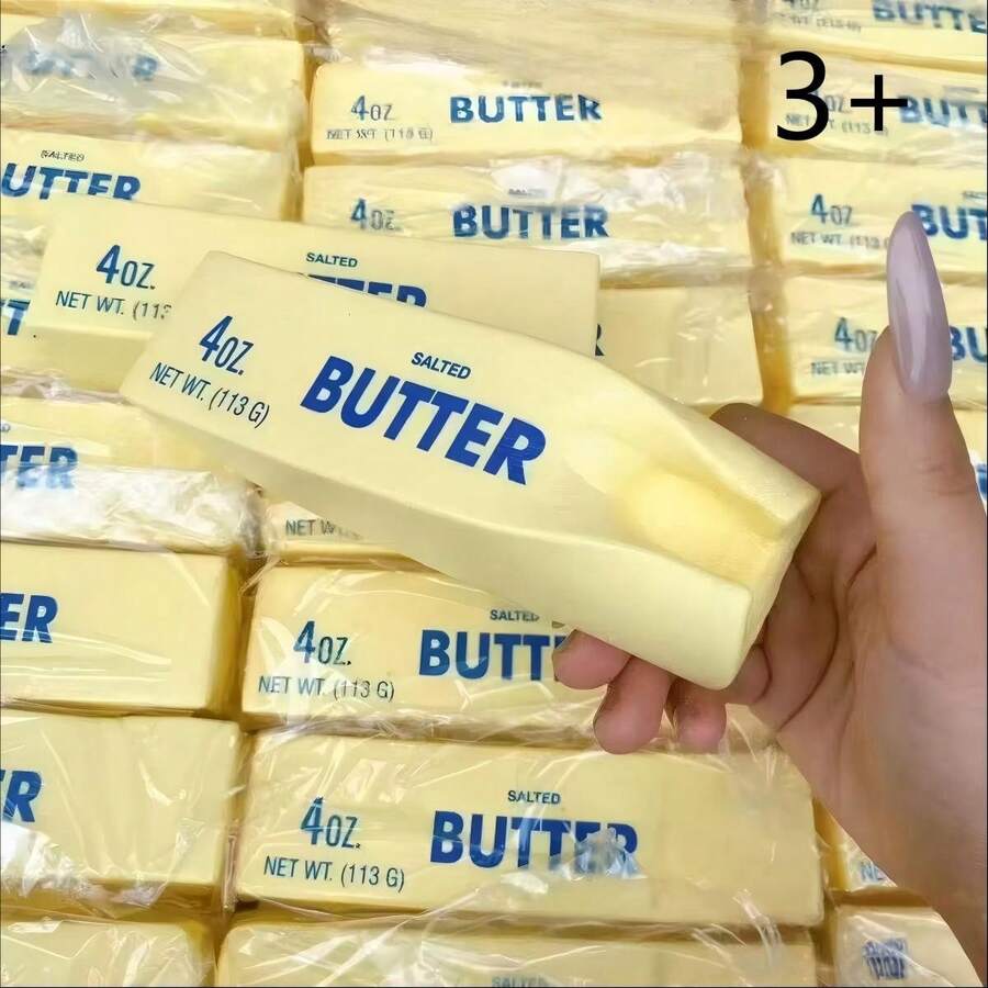 1pc Slow Rebound Realistic Butter Stick Toy, Office Stress Relief Tool, Stretchable And Squeezable, Creative Small Gift Decor, Fun Stress Relief Toy, Slow Rebound With Fruit Scent, Squeezable Sticky Stress Bar - Butter Sticks - View 1
