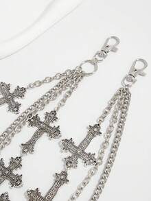 1pc Men's Cross Pendant Pants Chain, High-End Hip-Hop Street Jeans, Hanging Chain, Waist Chain, Versatile Accessories - Silver - View 7