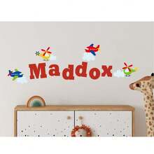 Custom Airplane Name Wall Decal Personalized Aviation Sticker Boy Room Playroom Decor(Sticker Only) - Multicolor - View 2