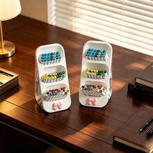 2/1pc Large Capacity 3-Tier Slanted Marker Holder, Transparent Visible Pen Holder, Office Stationery Supplies Desk Organizer Storage Rack, Storage Box, Multi-Functional Storage Box, Suitable For Pens, -Space-Saving Desktop Accessory, Back To School Gift - A - View 4