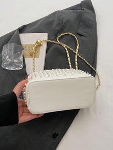 優雅洗練時尚小方包,百搭高品質單肩手提包,多色可選 - 白色 - 查看 10