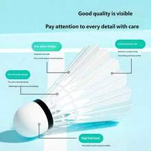 3/6Pcs BOKA Simulation Nylon Badminton Shuttlecocks, Artificial Feather Durable Badminton Balls, Stable Flight Training Sports Badminton Accessories For Indoor Outdoor Gym Game - White - View 4