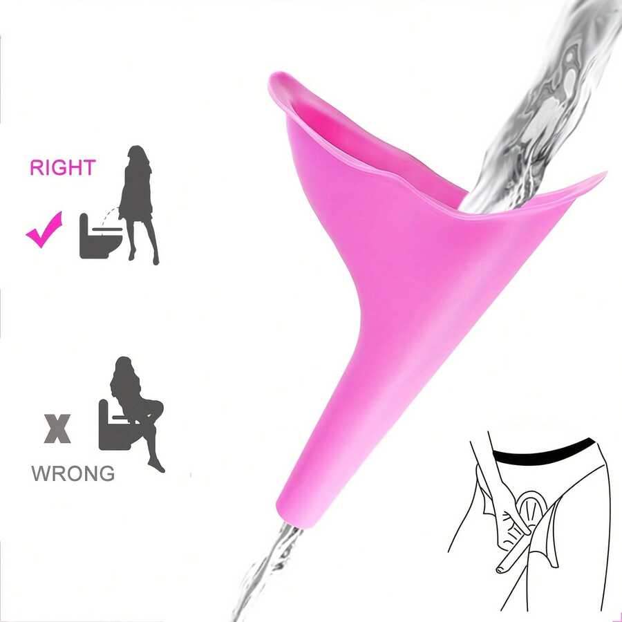 Portable Women's Urination Device - Soft Flexible Silicone Leak-Proof Travel Urinal Funnel, Compact Foldable & Reusable, Essential For Outdoor Camping, Hiking, Music Festivals, Discreet Design - A - View 1