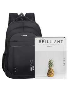 Waterproof Oxford Sport Print Backpack Multi Compartment Side Mesh Pocket Padded Adjustable Straps Large Capacity School Travel Rucksack Unisex - Black - View 2