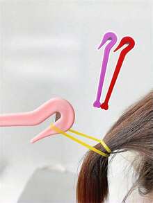 1pc Hair Rubber Band Cutter, Hair Tie Removal Tool With Hidden Blade, Plastic Handle Elastic Ponytail Cutter, No Damage Disposable Hair Band Cutting Tool, Suitable For Children/Girls Hair Styling, Multiple Colors Available - One Size Fits All - View 10
