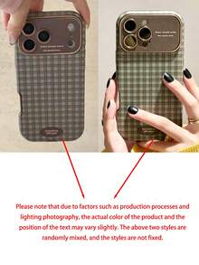1pc Minimalist Ins Couple Plaid Pattern Phone Case Compatible With Apple 17 Pro Max, 16 Pro New 13 Niche 14 Pro Women 15 Pro Full Coverage Leather Anti-Drop Soft Shell, Compatible With Iphone 18 Pro Max 18 Pro Smartphone Protective Cover - Green - View 4