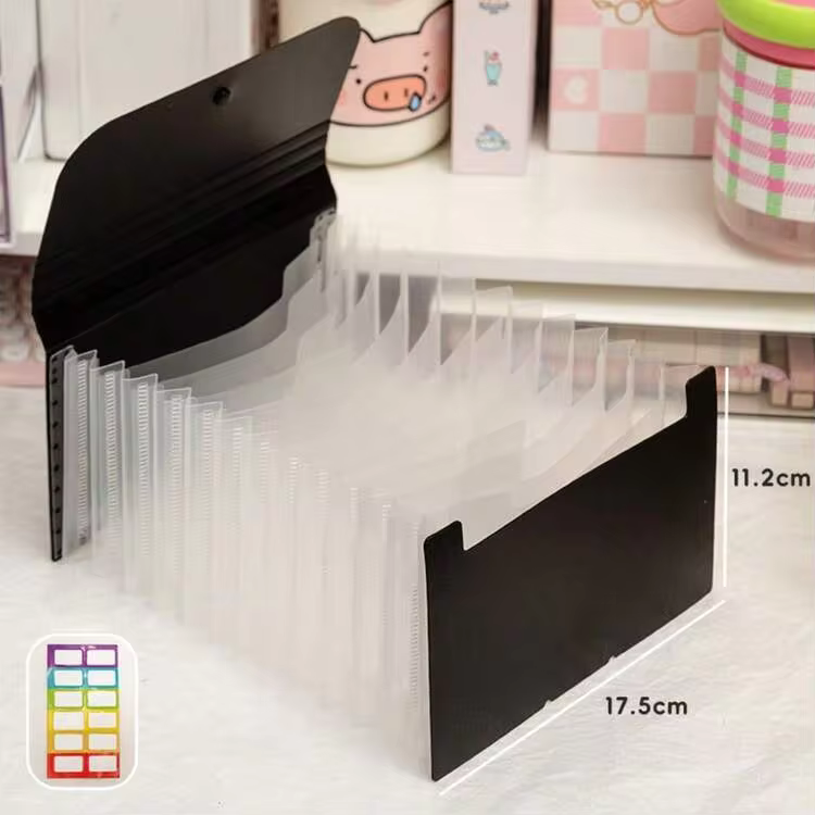 A6 Accordion File Folder, Portable Expandable Solid Color Document Organizer Bag With Index Tabs, Multi-Function Expanding Folder, Convenient Document Storage, Multi-Layer Classified Label Folder, Bill File Bag - A - View 8