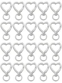 10/20/30 piezas Ganchos de llavero giratorios con forma de corazón, lindos clips de resorte de aleación de zinc, anillos de llaves, clips para bolsos, adecuados para manualidades DIY - Hebilla en forma de corazón - Ver 17