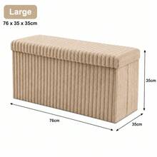 Aafan Ribbed Velvet Large Ottoman Storage Bench, Folding Ottoman Storage Box, Footstool Or Storage Chest With Lid For Bedroom, Wooden Box Fleece Cover - 貂 - View 2
