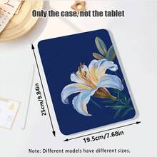 حافظة حماية لوحية بتأثير رسم زنبق أزرق فاتح & نمط، مع فتحة قلم مدمجة، مع حامل، مناسبة ل- Honor 8/9/10/X8/X8A/X9/X8Pro/X9Pro وطرازات أخرى/ MatePad Se 11 بوصة/MatePad 11 بوصة/11.5 بوصة، MatePad Pro Apple الجيل العاشر/الحادي عشر 2025 (A16)، Galaxy Tab A7/A9 وطرازات أخرى شائعة - النمط 53 - مشاهدة 3