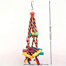 1pc Parrot Toy Cotton Rope Colorful Beads Wooden Blocks (Random Color) Suitable For Budgies, Parrots, Cockatiels, Conures, Lovebirds And Finches - Exciting Exercise Toy For Small To Medium Birds! - View 3
