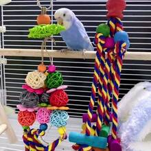 1pc Parrot Toy Cotton Rope Colorful Beads Wooden Blocks (Random Color) Suitable For Budgies, Parrots, Cockatiels, Conures, Lovebirds And Finches - Exciting Exercise Toy For Small To Medium Birds! - View 7