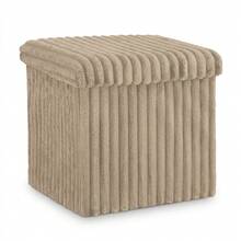 Aafan Ribbed Velvet Large Ottoman Storage Bench, Folding Ottoman Storage Box, Footstool Or Storage Chest With Lid For Bedroom, Wooden Box Fleece Cover - 貂 - View 5