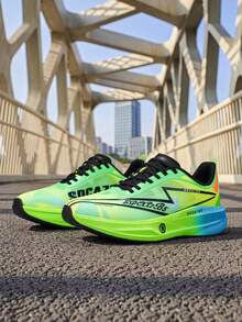 Men's Road Running Shoes, Lightweight & Breathable, Thick Sole With Rebound, Lace-Up Running Shoes Suitable For Jogging, Fitness, Marathon Long-Distance Running - Fluorescent Green - View 9