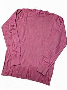 Steve Store Women's Fashion Modal Blouse Round Neck Long Sleeve Imported Winter Blouse With Elastic Autumn And Winter Fashion - rosa bebe - 查看 1