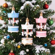 1 Pure White Carousel (6 Pieces Per Box) Wooden Christmas Tree Storage - One Pure White Carousel (6 Cars Per Box) - View 3