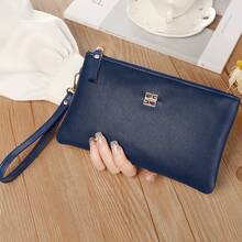 Women's Long Leather Zipper Minimalist Large Capacity Clutch Handbag, Slim Phone Wallet, Long Coin Purse - Multicolor - View 6