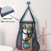 1pc Large Capacity Double Layer Hanging Mesh Storage Bag, Reusable, Suitable For Storing Fruits And Vegetables, Washable, Can Be Hung On Wall, Also Used For Storing Garlic, Potatoes, Onions Or As Food Pantry Storage Bag, Suitable For Kitchen - View 2