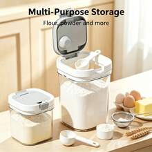 Flip-Top Sealed Storage Jar With Measuring Spoon, Transparent Plastic Material, Excellent Sealing Performance, Suitable For Storing Grains, Spices, Milk Powder, Etc., Ideal For Kitchen, Pantry And Travel, Food Container, Plastic Container With Lid, Storage Box, Dispensing Box, Travel, Milk Powder Box, Kitchen Supplies - Multicolor - View 9