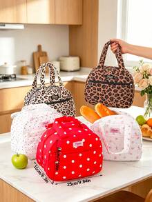 1pc Floral Pattern Insulated Lunch Bag, Soft Touch, Aluminum Foil Lining, Heat-Proof & Waterproof, Large Capacity Portable Handbag - Multicolor - View 12