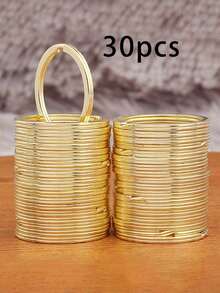 10/20/30/50/100pcs Polished Silver Stainless Steel Round Hole Flat Key Rings Keychains Rhodium Plated Round Split Key Rings DIY Wholesale Christmas - Gold - View 10