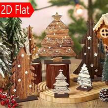 6pcs Wooden Tree & Sign Rustic Farmhouse Christmas Decor Set - 6pcs Wooden Tree & Sign Set, Vintage Tabletop Centerpiece, Home Office Western Style Christmas Decoration, Figurine Hanging Ornament, Christmas Tree, 12pcs Set 6pcs Tree Signs And 6pcs Bases - View 7