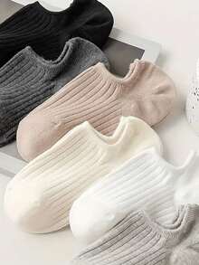 6 Pairs Solid Color Boat Socks, Unisex, Suitable For Casual And Formal Occasions, Comfortable For Daily Wear, Minimalist Design, Soft Fabric [1/3/6/12 Pairs] - Multicolor - View 4