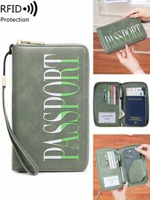 MIYIN Fashion Unique Creative Letter Pattern Passport Holder, RFID Anti-Theft Portable Zipper Travel Wallet With Wrist Strap, Can Store Credit Cards/ID Cards/Cash/Phone - Multicolor - View 7