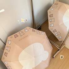 San-X Rilakkuma Cute Cartoon Authentic Relaxed Bear Foldable Dual-Use Sun & Rain Umbrella For Students, Black Coating UV Protection - Multicolor - View 9