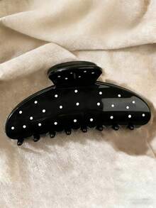 2Pcs Black & White Polka Dot Large Hair Claw - Women Elegant Minimalist Clip For Beach & Daily Outfits - Multicolor - View 5