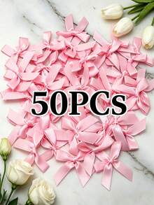 (100pcs/Pack, 50pcs/Pack) 4cm Ribbon Bows, Multiple Colors Available, Suitable For Gift Decoration And Making Hair Clips, Headbands, Valentine's Day Gifts - 4cm Ribbon Bow - View 8