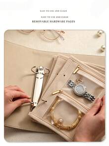 KYPHIREL Portable PU Leather Jewelry Storage Book Jewellery Binder, Luxury Jewelry Organizer Roll, Small Anti Oxidation Jewelry Storage Bag, Large Capacity Loose-Leaf Jewelry Packaging Box, Organizer Bag For Daily Jewelries Earrings Rings Necklace - Multicolor - View 11