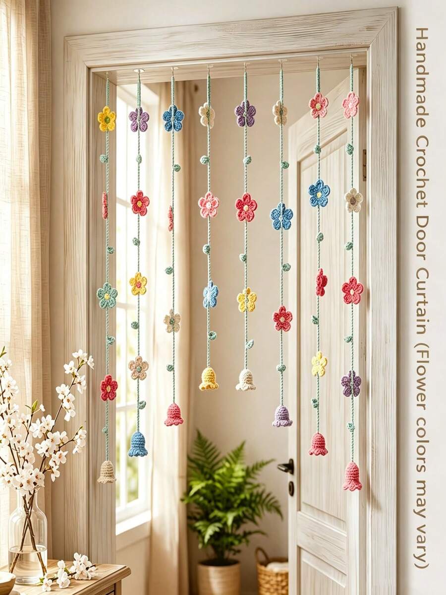 Handmade Crochet Door Curtain Decor Set (9 Strands) | Crochet Window Curtain Decor | Living Room And Bedroom Decor | Crochet | Decorative Accents Party Decor | Holiday Gift
