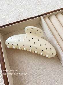 2Pcs Black & White Polka Dot Large Hair Claw - Women Elegant Minimalist Clip For Beach & Daily Outfits - Multicolor - View 6