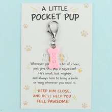 4pcs/8pcs 4 Pastel Dog Bone Enamel Charm Keychain With "A Little Pocket Pup" Cheer-Up Paper Card - Dog Lover Positive Pocket Hug Gift - Multicolor - View 6