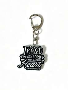 1pc/4pcs Acrylic Black And White Keychain, Faith Letters Pendant Keyring, Backpack Accessory, Bag Charms Decoration, Gifts For Friends, Colleagues - Multicolor - View 4
