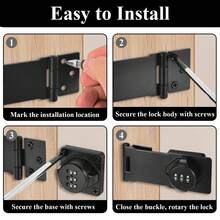 1pc Cabinet Lock Keyless, 3-Digit Password Combination Hasp Latch Lock With Twist Knob For Wooden Drawer Cupboard, 3/4/6Inch Collapsible For 90/180 Degree, Security Anti-Theft Lock For File Cabinet Barn Door Outdoor Fence Garage Garden Bathroom - Multicolor - View 6