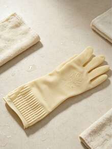 1 Pair Red Waterproof Anti-Slip Rubber Washing-Up Gloves + 3pcs Double-Sided Strong Absorbent Coral Velvet Dishcloth, Lint Free & Oil Absorbent For Kitchen Cleaning - Green - View 10