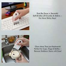 1pc Multi-Function Computer Cleaning Brush: Soft Bristle Keyboard Cleaning Brush, Gap Dusting Brush And Keycap Cleaning Brush, Insulated Cup Lid Gap Cleaning Brush, Curved Handle Deep & Shallow Gap Keyboard Brush, Baby Bottle Brush, Desktop Cleaning Set - Cleaning Brush - View 6
