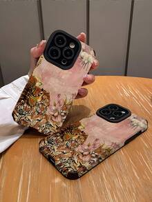 1件裝 時尚復古可愛虎紋直條紋高級人造皮革紋理 防震防指紋防摔手機殼，適用於 Apple 及多款機型 - 彩色 - 查看 3