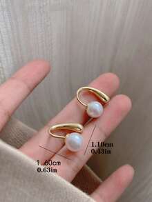 1 Pair Fashion Metal Water Drop Faux Pearl Highend Stud Earrings For Women - Water Drop - View 3
