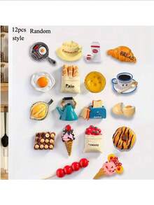 5/7/9/10/11/12pcs Food Fridge Magnets, Food Magnets, Fridge Magnets, Cute Decorative Magnets, Fridge Magnets, Kitchen Strong Resin Magnets, Home Decor, Office, Christmas Gift, Halloween Gift, Valentine's Day Gift, Mother's Day Gift - Multicolor - View 10