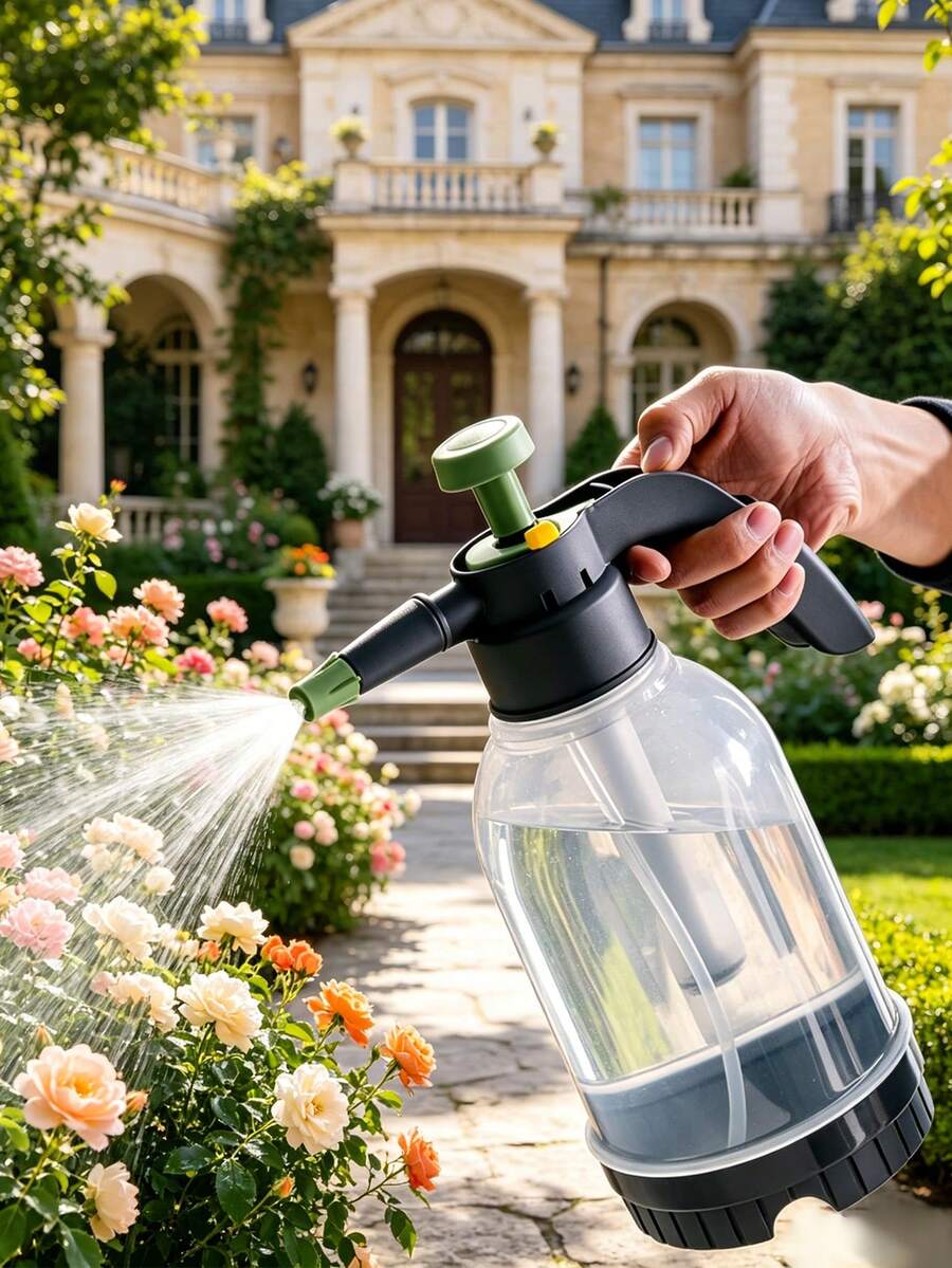1pc 0.5 Gallon Handheld Pressure Sprayer, 2L Garden Pressure Spray Bottle, 68oz Water Spray Bottle With Safety Valve, Adjustable Nozzle, Suitable For Watering, Plant Spraying, Home Cleaning, Fertilizing
