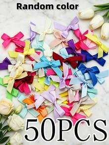 (50pcs/Pack) 4cm Ribbon Bows, Multiple Colors Available, Suitable For Gift Decoration And Hair Accessories Making, Valentine's Day Gifts - 4cm Ribbon Bow - View 4