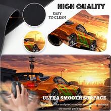 Extra-Large Gaming Mouse Pad Featuring An Anime-Style Orange Drift Sports Car; Suitable For Gaming, Studying, And Office Use. A Durable, Easy-To-Clean Desk Accessory And An Ideal Gift For Friends; Available In Multiple Sizes. - Mouse Pad - View 3