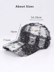 刷毛格紋水鑽棒球帽，做舊磨損邊緣 Y2K 可調節卡車帽，多色女款休閒街頭風遮陽帽 - A - 查看 9