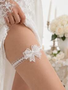 1 buah Garter Kaki Pita Renda Putih Seksi dan Modis, Dekorasi Kaki Elastis, Cocok untuk Pengantin, Pernikahan/Pesta/Liburan, Hadiah Istimewa - MultiWarna - View 2