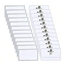 100/50/36/24/10/5/2pcs Fun Name Badge Clips & Pins (9 X 5.6cm) – Transparent Plastic Horizontal ID Badge Holders, Suitable For Office, School And Conferences; Durable PVC Material, With Clip/Pin Combination Attachment And Reinforced Badge Holder. - A - View 10