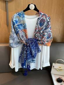 1pc New Versatile Simple Print Long Scarf Shawl For Autumn/Winter - Multicolor - View 15