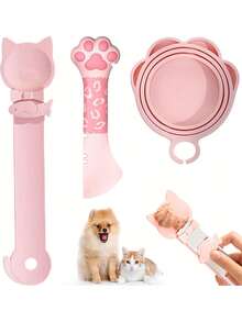 3pcs Cat Treat Squeeze Spoon, Cat Treat Feeding Spoon, Multi-Function Cat Treat Dispenser, Convenient Cat Licking Spoon, Cat Wet Food Spoon, Cat Dog Canned Food Lid, Silicone Cat Food Spoon Or Cat Canned Food Opener, Cat Treat Spoon, 1 - One Size Fits All - View 1